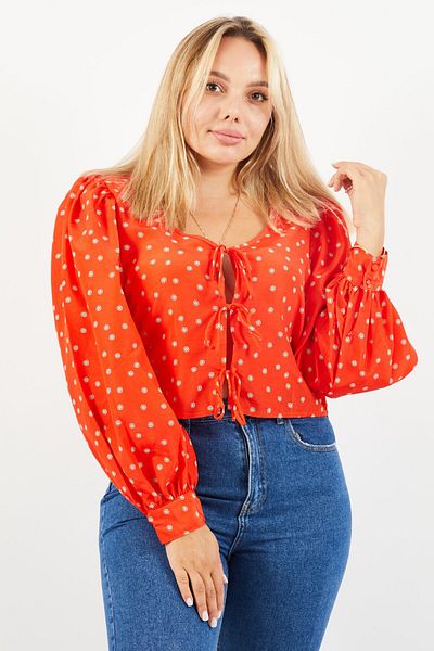 Levi's Women V-neck Long Sleeves Top, Orange