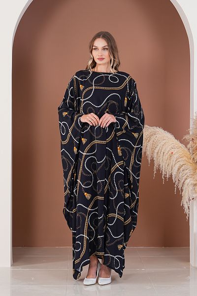 BeyzaBayram Women's Patterned Viscose Kaftan Dress