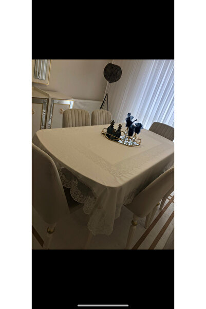 SosyeteDükkanı TÜL MASA ÖRTÜSÜ DERTSİZ BEYAZ 160-220