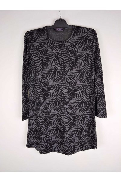 YAŞAR TRİKO Women's Smoked Long Sleeve Crew Neck Elastic Wrist Lizy Oval Hem Tunic