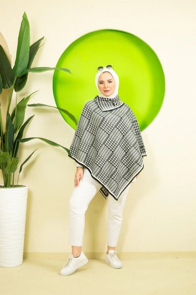 02Lady Fashion дамско пончо с триъгълни шарки