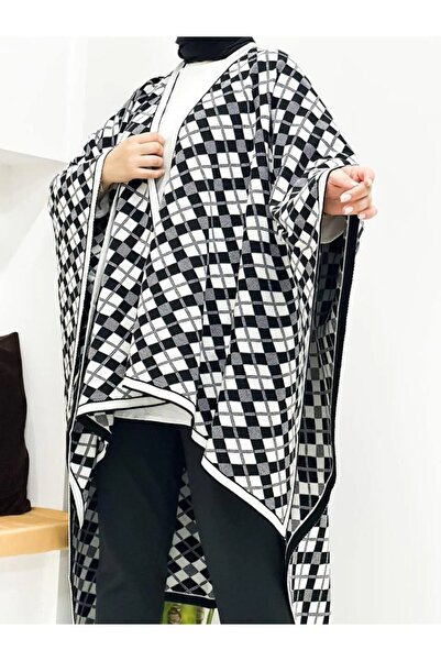 02Lady Fashion women's double-sided usable patterned shawl poncho