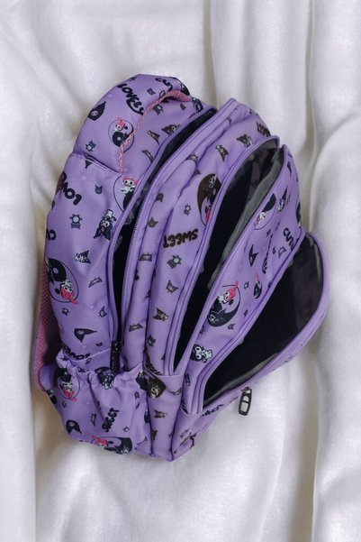 Kaptan Mavi Kuromi and My Melody Character Patterned, Nutrition and Pen Holder, Primary School Backpack (Set of 3)