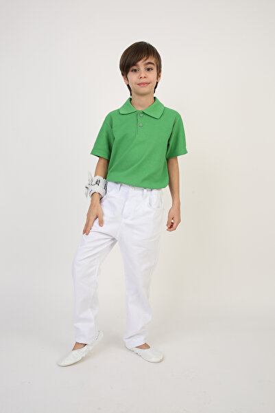 FATELLA Tricou verde cu mânecă scurtă pentru băiat, cu guler polo, pantaloni ...