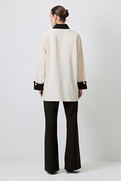 Touché Privé Gold Button Detail Contrast Shirt