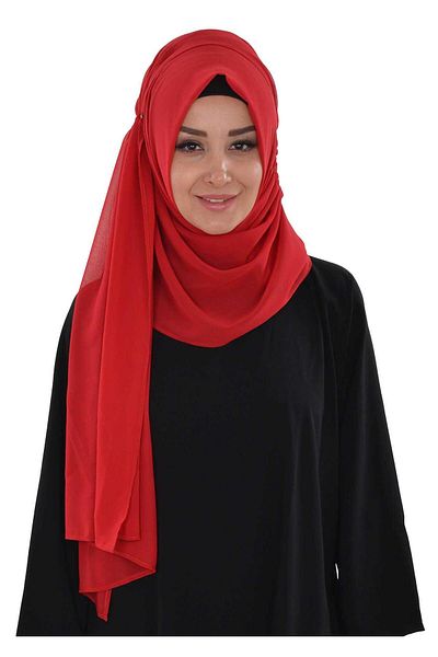 Ayşe Tasarım شال شيفون عملي بتصميم برباط جانبي، ps-8