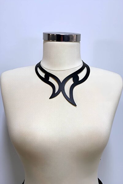 Angels Passion Leather Choker, Eye Detailed Choker Necklace