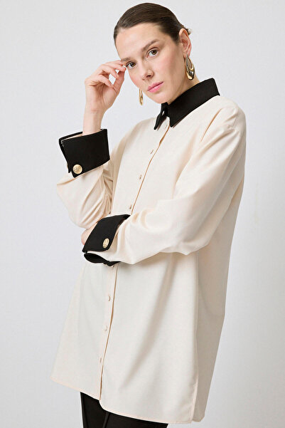 Touché Privé Gold Button Detail Contrast Shirt