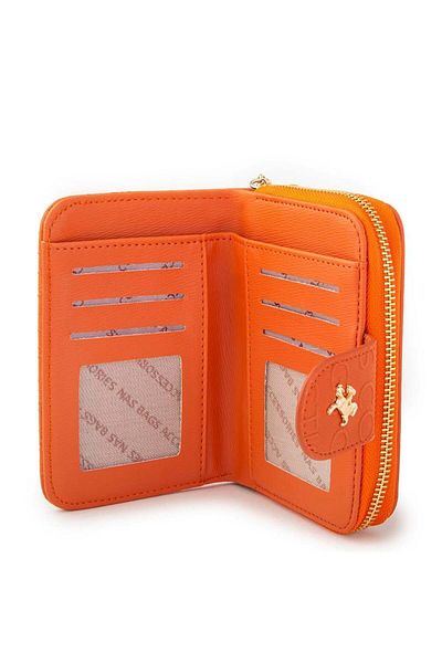 Nas Bag Women's Medium Size Multi-Card Holder with Paper and Coin Use Cz003 Orange Gofraj