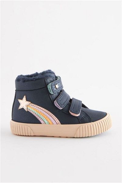 Next Rainbow Patterned Fleece Lined Navy Blue Boots