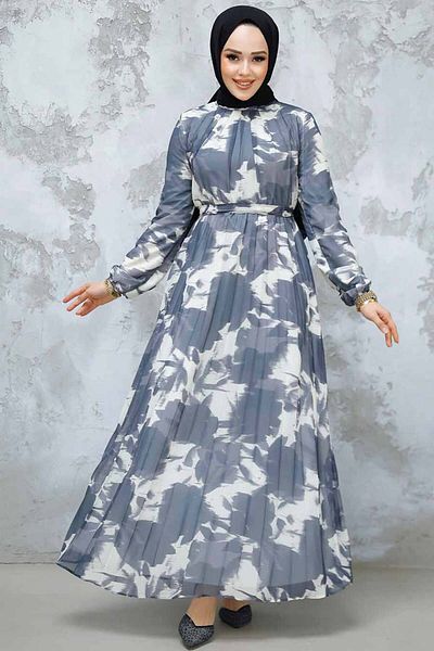 Neva Style Rochie hijab afumată cu modele florale 344602 FU