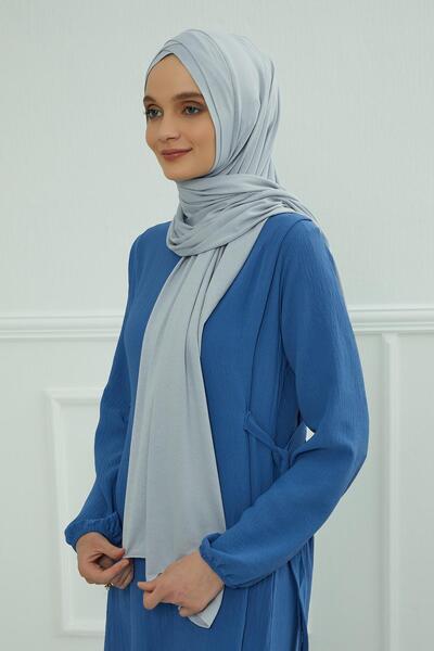 Aisha's Design Πρακτικό χτενισμένο βαμβακερό σάλι με σταυρό στο μπροστινό μέρος, PS-40, Γκρι 2