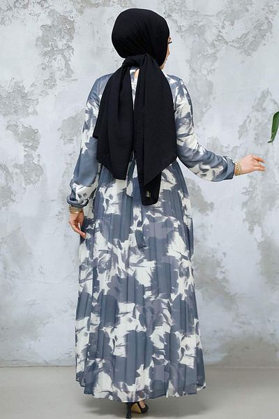 Neva Style Rochie hijab afumată cu modele florale 344602 FU