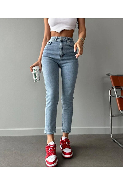 dressmix Milano Light Ice Blue Snow Wash Mom Jean (cumpărați o mărime mai mar...