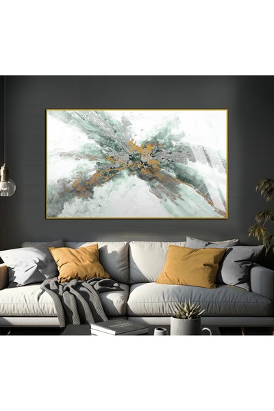 Harikabirev HARİKABİREV | MODELL DE FORMĂ ABSTRACTĂ VERDE-GRI-GALBEN 01 | TAB...