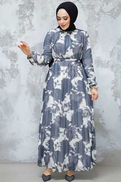 Neva Style Rochie hijab afumată cu modele florale 344602 FU