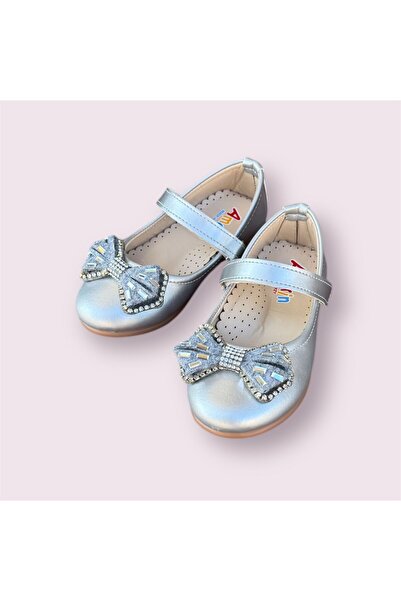 Amarin kız bebek  gümüş taşlı kurdelalı rahat taban hafif bantlı babet