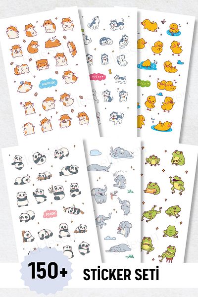 Eldesen Tasarım 6-Piece Sticker Set / Bullet Journal / Scrapbook / Agenda Sticker Set / Sticker Book