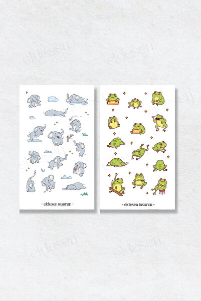 Eldesen Tasarım 6'lı Sticker Seti / Bullet Journal / Scrapbook / Ajanda Etiket Seti / Sticker Book