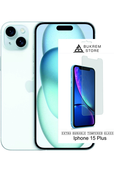 Store iPhone 15 Plus Compatible Full Covering Transparent Unbreakable Tempere...