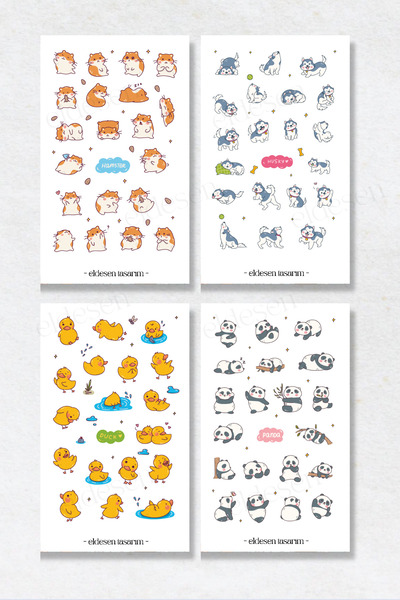 Eldesen Tasarım 6'lı Sticker Seti / Bullet Journal / Scrapbook / Ajanda Etiket Seti / Sticker Book