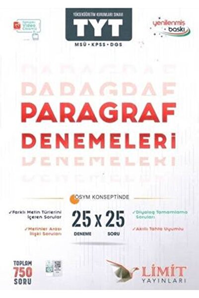 Limit Yayınları 2024 - 2025 Müfredat Yeni Nesil TYT PARAGRAF DENEMLERİ