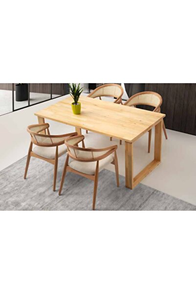 Mobilgen Asrın Natural Desen Ahşap Ayak Masa Takımı