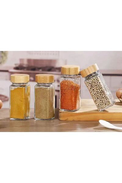 çeçem ticaret 2-Piece Covered Square Formed Babu Glass Spice Rack Set