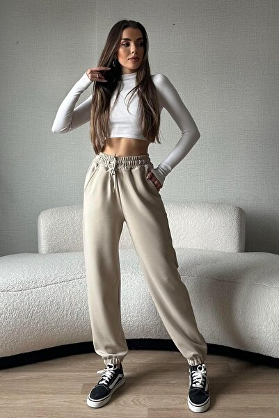 Moda cameo Modal Kumaş Paça Lastikli Eşofman Altı Taş