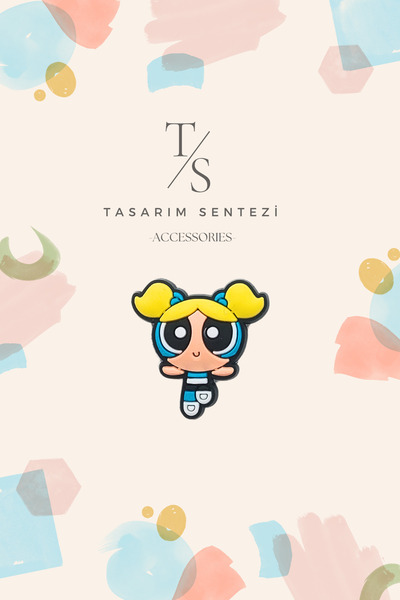 Tasarım Sentezi Rozet Silikon Broş Powerpuff Girls Bubbles Çizgi Film Yaka Çanta Kıyafet Şapka Aksesuar