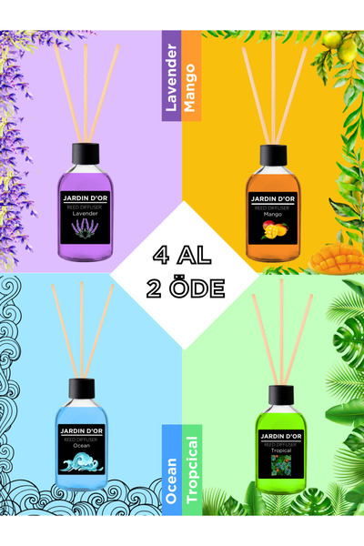 JARDIN D'OR 4'LÜ 50 ML ODA KOKUSU SETİ - AVANTAJLI PAKET (LAVANTA-MANGO-TROPI...
