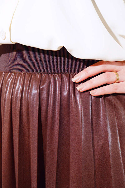agm Leather Look Pleated Skirt