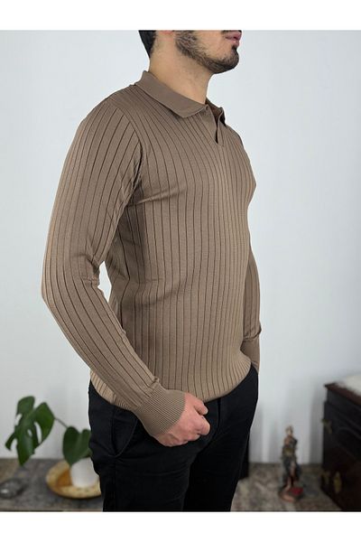 T&M Vertino Ribbed Polo Neck Classic Knitwear