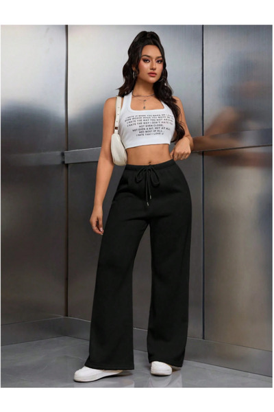 CAONNES Pantaloni negri pentru femei, mărime mare, largi, cu croială lejeră, ...