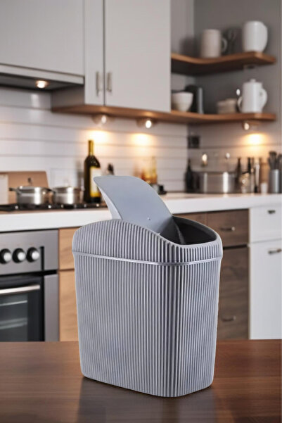 Open Home Concept 6 Lt Trash Can, Kitchen, Bathroom, Toilet, Office Trash Bin Gray