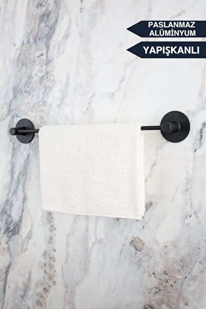 evina Yapışkanlı Havlu Askısı Uzun Havluluk Ring Serisi Mat Siyah