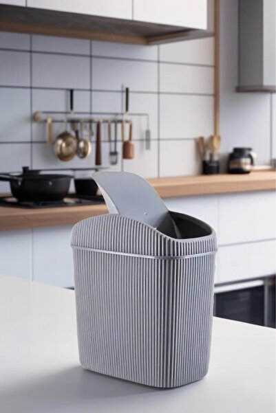Open Home Concept 6 Lt Trash Can, Kitchen, Bathroom, Toilet, Office Trash Bin Gray