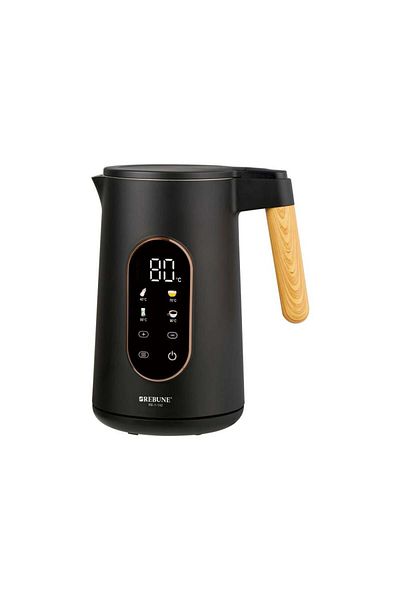 rebune Electric Water Kettle 1.7 Liters 2200W - LED Screen - Steel - Black - RE-1-132