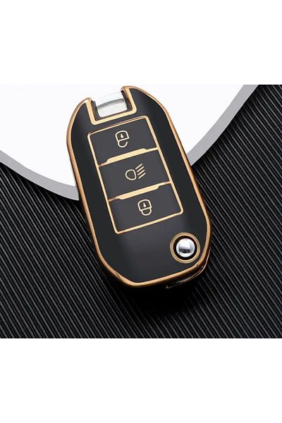 emii auto spare parts Peugeot 3008 208 308 508 Rifter Citroen C4 C4l Cactus C3 C6 C8 Key Case Black/gold
