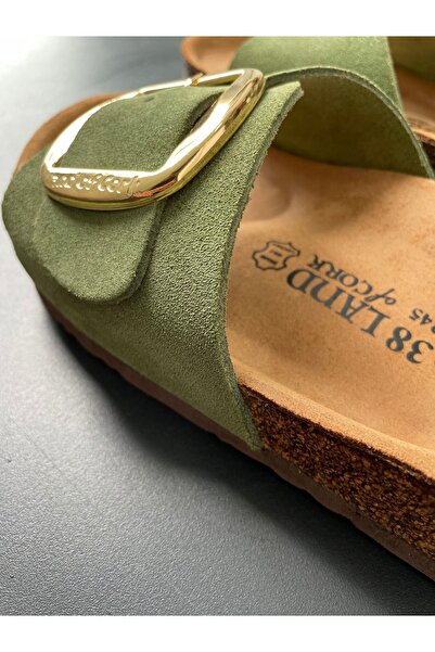 Land of Cork ανατομική φυσική σόλα από φελλό παντόφλες από γνήσιο δέρμα σουέτ