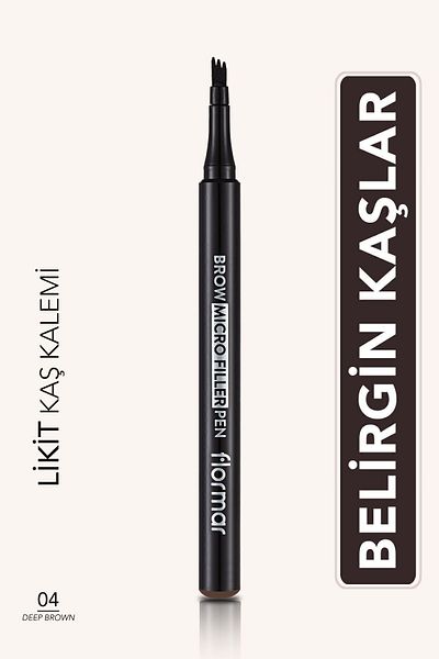 Flormar Eyebrow Filling Pen (Dark Brown) - Brow Micro Filler Pen - 004 Deep Brown -8682536038546