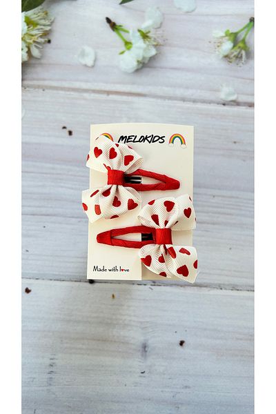 Melo Heart Patterned Love Series Ribbon Snap Hair Clip