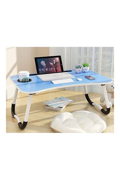 Primo Plus Portable Folding Laptop Table With iPad And Cup Holder Blue