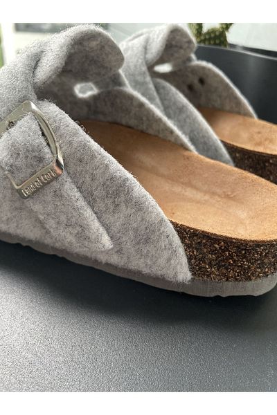 Land of Cork Sabo Closed Unisex Anatomical Natural Cork Sole Natural Felt Wool Slippers