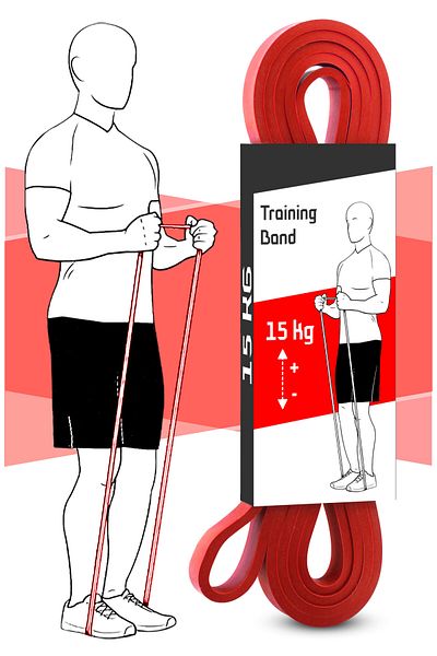 Soft Kare 15kg Resistance Band - Red Muscle Building Rubber, Fitness Pilates Cross Training