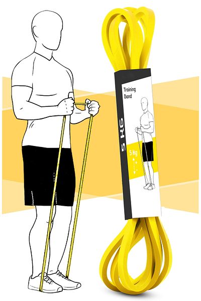Soft Kare Bandă de rezistență de 5 kg - pentru dezvoltarea mușchilor, Pilates fitness, cauciuc de antrenament încrucișat - galben