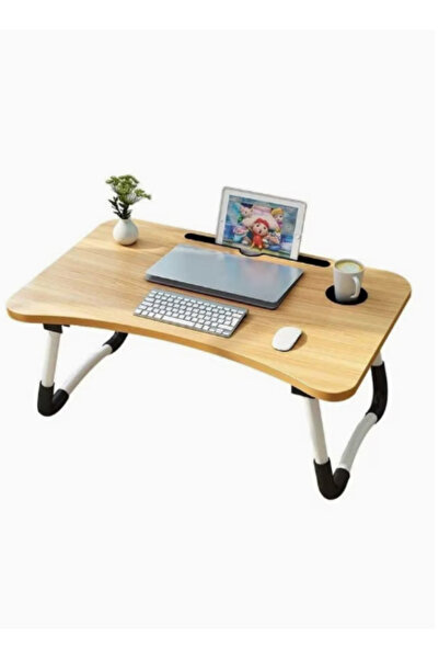 Primo Plus Foldable Laptop Table With Cup Holder Brown