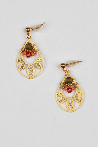 Lila Rosa Ethnic Authentic Design Brass Earrings