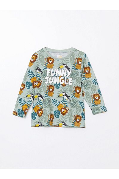 LC Waikiki Σετ πιτζάμες για αγόρια με στάμπα LCW Kids Crew Neck