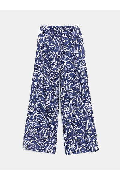 LC Waikiki Patterned Wide Leg Women's Trousers with Elastic Waist